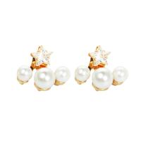 Zinc Alloy Split Earring, with Plastic Pearl, plated, micro pave cubic zirconia & for woman 20mm 