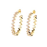 Cubic Zirconia Micro Pave Brass Earring, gold color plated, micro pave cubic zirconia & for woman, gold 