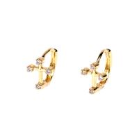 Brass Huggie Hoop Earring, plated, micro pave cubic zirconia & for woman 