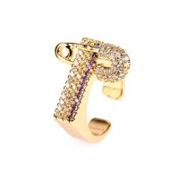 Brass Cuff Finger Ring, plated, micro pave cubic zirconia & for woman 19mm 