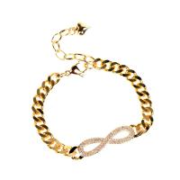 Cubic Zirconia Micro Pave Brass Bracelet, Infinity, gold color plated, micro pave cubic zirconia & for woman, gold 