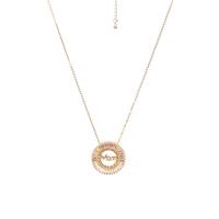 Cubic Zircon Micro Pave Brass Necklace, Round, gold color plated, micro pave cubic zirconia & for woman, gold .71 Inch 