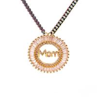 Cubic Zircon Micro Pave Brass Necklace, Round, gold color plated, micro pave cubic zirconia & for woman, gold .68 Inch 