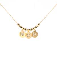Cubic Zircon Micro Pave Brass Necklace, gold color plated & micro pave cubic zirconia & for woman .74 Inch 