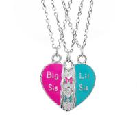 Zinc Alloy Necklace, Heart, patchwork & three pieces & fashion jewelry, multi-colored, 45+5cm 