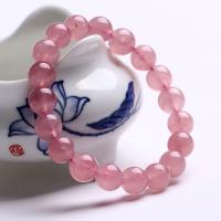 Quartz Bracelets, Rose Quartz, Round, fashion jewelry, pink, 19cm   10mm 