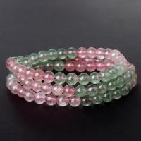 Quartz Bracelets, Strawberry Quartz, Round, three layers & fashion jewelry, multi-colored, 60cm   6mm 