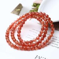 Quartz Bracelets, Strawberry Quartz, Round, three layers & fashion jewelry, red, 60cm   5.8mm 
