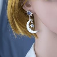 Zinc Alloy Rhinestone Drop Earring, Moon and Star, plated, fashion jewelry & for woman & with rhinestone 