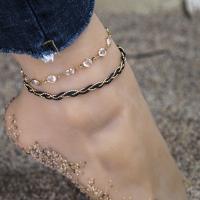 Iron Anklet, plated, Double Layer & fashion jewelry & for woman & with rhinestone 