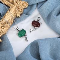 Gemstone Brass Pendants, with Gemstone, plated, Adjustable & fashion jewelry 