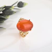 Gemstone Brass Finger Ring, with Gemstone, plated, Adjustable & fashion jewelry & for woman 