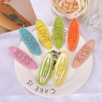 Hair Snap Clips, Iron, with Non-woven Fabrics & Rhinestone, plated, fashion jewelry & DIY 70mm 