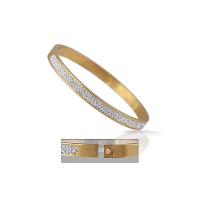 Stainless Steel Bangle, with Rhinestone Clay Pave, plated, fashion jewelry & for woman 65mm 