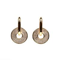 Huggie Hoop Drop Earring, Brass, gold color plated, micro pave cubic zirconia & for woman, gold 