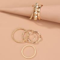 Brass Ring Set, gold color plated, 7 pieces & for woman, gold, US Ring 