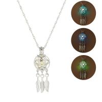 Подсвеченные Ожерелье, цинковый сплав, с Ночной свет-Камень, ювелирные изделия моды & блестящий в ночи, Много цветов для выбора, 45+5CM продается Strand
