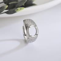 Edelstein Messing Finger Ring, plattiert, Einstellbar & Modeschmuck & verschiedene Stile für Wahl, Silberfarbe, 8x10mm, verkauft von PC