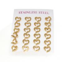 Stainless Steel Stud Earring, 316 Stainless Steel, Heart, gold color plated, fashion jewelry & for woman, golden 