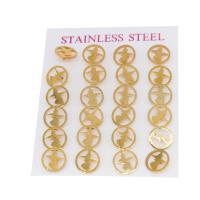 Stainless Steel Stud Earring, 316 Stainless Steel, Round, gold color plated, fashion jewelry & for woman, golden 
