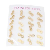 Stainless Steel Stud Earring, 316 Stainless Steel, Number 8, gold color plated, fashion jewelry & for woman, golden 