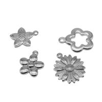 Stainless Steel Pendants, 316 Stainless Steel, Flower, silver color plated Approx 