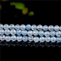Aquamarin Perlen, rund, poliert, DIY & verschiedene Größen vorhanden & facettierte, blau, verkauft von Strang
