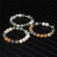 Gemstone Bracelets, Natural Stone, with Zinc Alloy, Round, fashion jewelry & Unisex 19CM 
