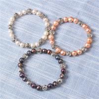 Zinc Alloy Pearl Bracelets, Freshwater Pearl, with Zinc Alloy, Round, fashion jewelry 19cm 