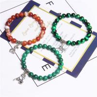 Gemstone Bracelets, Natural Stone, with Zinc Alloy, Round, fashion jewelry & Unisex 19cm 