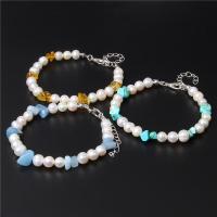 Zinc Alloy Pearl Bracelets, Natural Stone, with Freshwater Pearl & Zinc Alloy, Round, fashion jewelry & Unisex 19cm 