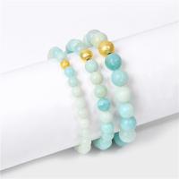 Gemstone Bracelets, ​Amazonite​, Round, fashion jewelry & Unisex  19cm 