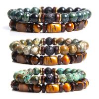 Gemstone Bracelets, Natural Stone, Round, 2 pieces & fashion jewelry & Unisex 19cm 