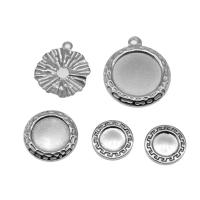 Stainless Steel Pendant Setting, 316 Stainless Steel, Round, silver color plated, fashion jewelry & for woman, 23*19*1uff0c4*6*2, Approx 