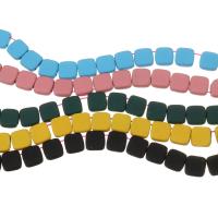Nicht magnetische Hämatit Perlen, Quadrat, plattiert, unterschiedliche Farbe und Muster für die Wahl, keine, 8x8x3mm, Bohrung:ca. 1mm, Länge:16 ZollInch, ca. 40PCs/Strang, verkauft von Strang