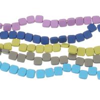 Nicht magnetische Hämatit Perlen, Quadrat, plattiert, unterschiedliche Farbe und Muster für die Wahl, keine, 8x8x3mm, Bohrung:ca. 1mm, Länge:16 ZollInch, ca. 52PCs/Strang, verkauft von Strang