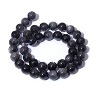 Silver Obsidian Beads, Round, polished, DIY black 
