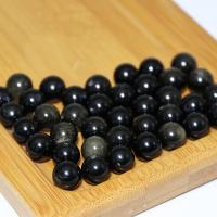 Gold Obsidian Beads, Round, polished, DIY black 