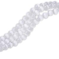 Katzenauge Perlen, poliert, DIY & verschiedene Größen vorhanden, weiß, verkauft von Strang