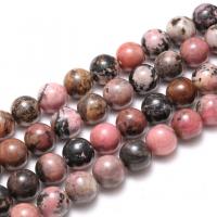 Rhodonit Perlen, Schwarzer Streifen Rhodochrosite Stein, rund, poliert, DIY & verschiedene Größen vorhanden, verkauft von Strang