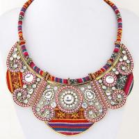 Collar Necklace, Zinc Alloy, with Seedbead, for woman & with rhinestone .7 Inch 