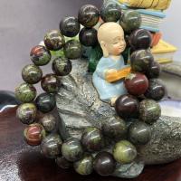 Gemstone Bracelets, Dragon Blood stone, Round, fashion jewelry & Unisex green, 19CM 