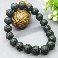 Lava Bead Bracelet, Round, fashion jewelry black, 19CM 
