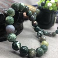 Ручные браслеты из жемчуга, Индийский агат, Круглая, ювелирные изделия моды & разный размер для выбора, зеленый, 19CM, продается Strand
