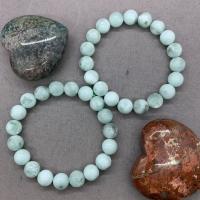 Gemstone Bracelets, Angelite, Round, fashion jewelry & DIY green, 19cm 