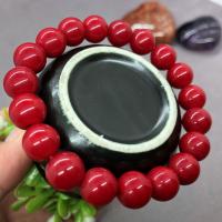 Glass Jewelry Beads Bracelets, Glass Beads, Round, fashion jewelry & DIY red, 19CM 