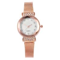 Women Wrist Watch, Zinc Alloy, with Cubic Zirconia & Glass & Stainless Steel, Chinese movement, plated, fashion jewelry & for woman 