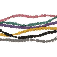 Nicht magnetische Hämatit Perlen, Quadrat, plattiert, unterschiedliche Farbe und Muster für die Wahl, keine, 4x4x2mm, Bohrung:ca. 0.5mm, Länge:16 ZollInch, ca. 100PCs/Strang, verkauft von Strang