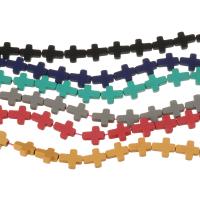 Las Perlas De Hematites Sin Magnético, Hematite, Cruces, chapado, diferente color y patrón para la elección, más colores para la opción, 10x8x3mm, agujero:aproximado 1mm, longitud:16 Inch, 41PCs/Sarta, Vendido por Sarta