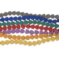 Nicht magnetische Hämatit Perlen, Herz, plattiert, unterschiedliche Farbe und Muster für die Wahl, keine, 8x8x2.5mm, Bohrung:ca. 0.5mm, Länge:16 ZollInch, ca. 54PCs/Strang, verkauft von Strang